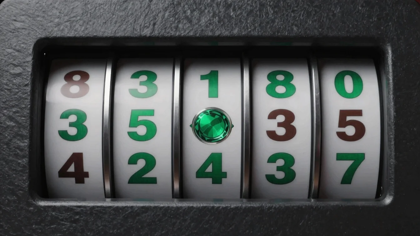 Macro close-up of a digital slot reel interface, showing numbers