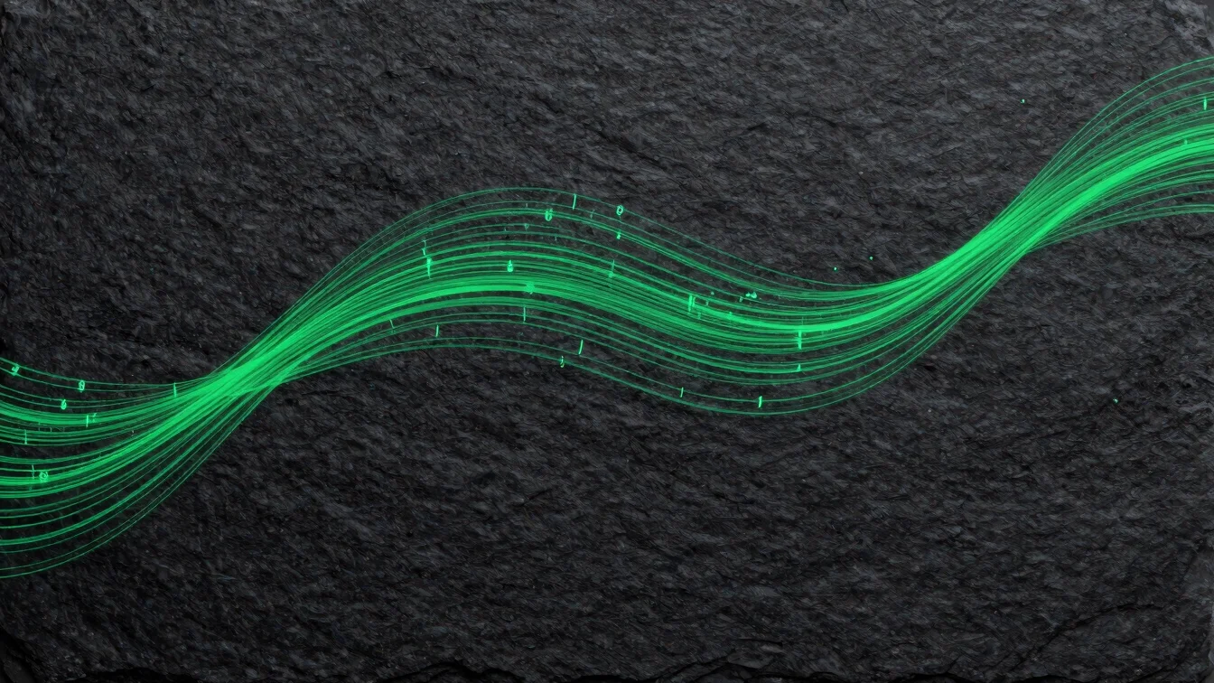 Abstract digital data stream flowing across a dark slate backgrou